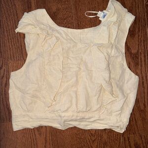 Blue Rain Cream Ruffle Blouse